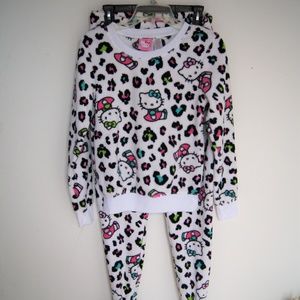 Hello Kitty  Fleece Footie Pajama Set Women's S